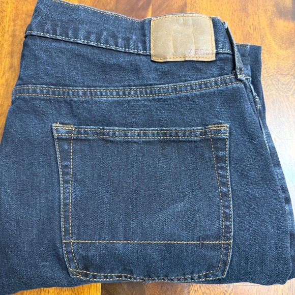 Aeropostale Mens Straight Leg Jeans Dark Wash Blue Denim 36x30 (36x29) Stretch - Picture 2 of 7